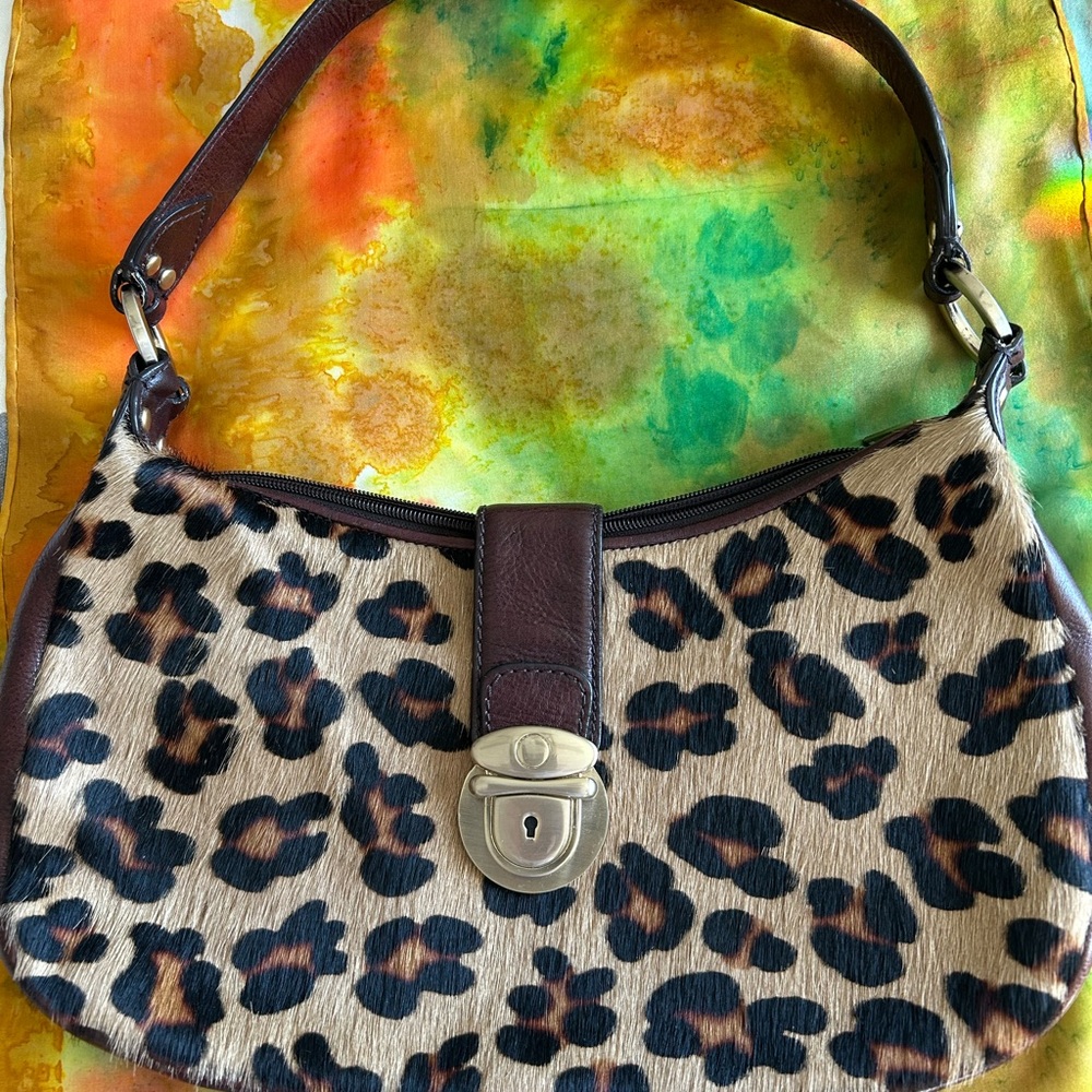 Alfani Leopard-Print Shoulder Bag with Brown Trim and Gold Hardware